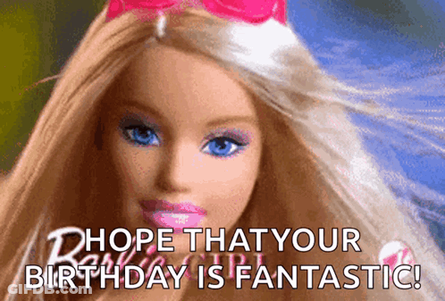 Barbie In Pink Hat And Sunglasses Says Hope Your Birthday Fantastic GIF