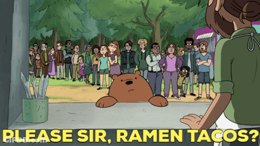 Bare Bears Ramen Tacos GIF
