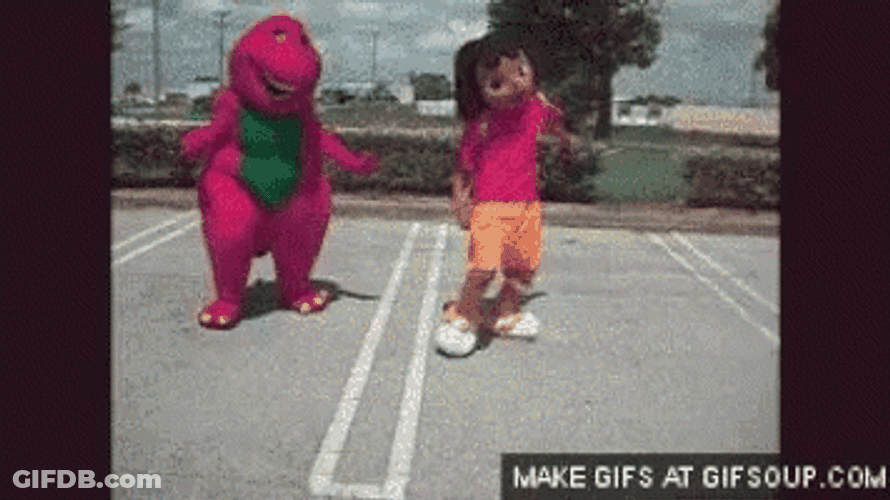 Barney Dance Showdown With Dora GIF