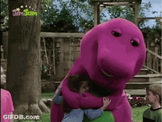 Barney Hugging Kids GIF