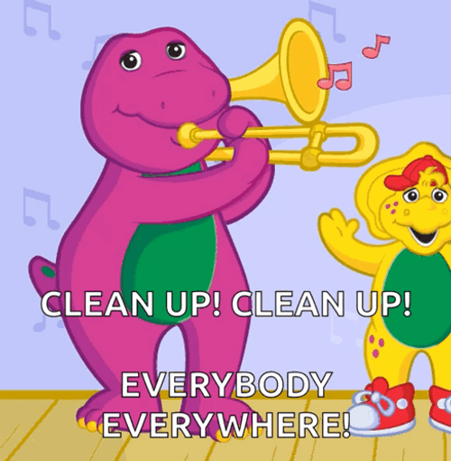 Barney Meme Clean Up Everywhere GIF