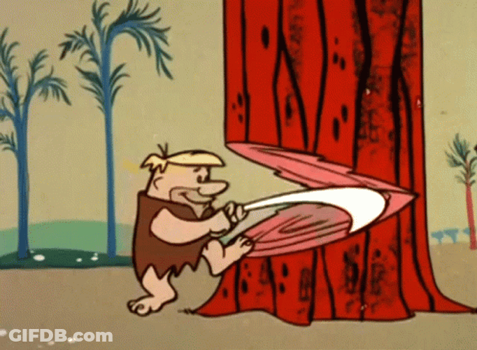 Barney Rubble Chopping Wood GIF