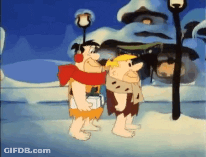 Barney Rubble  Flintstone Car Christmas GIF