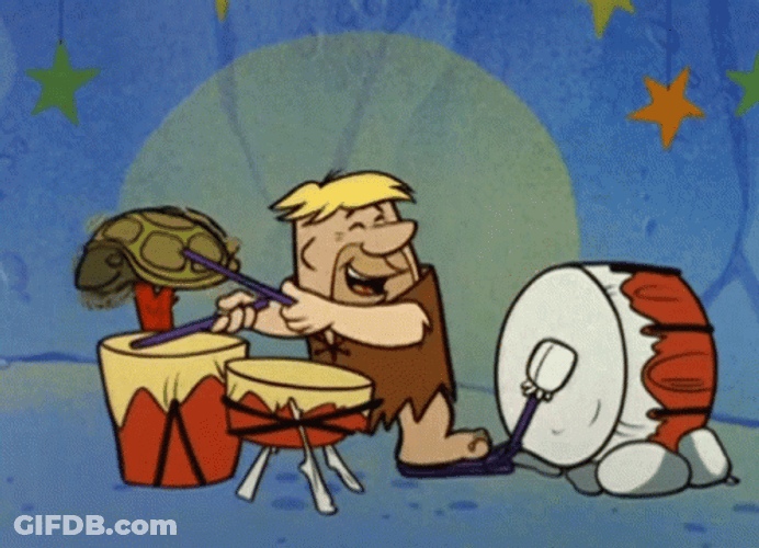 Barney Rubble The Flintstones Playing Drum GIF