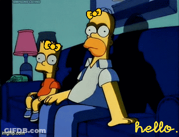 Bart And Homer Simpson On Couch With Hello Sign GIF