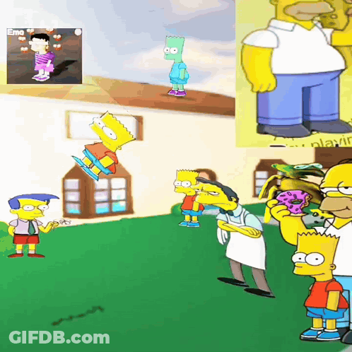 Bart And Homer Simpson Standing In Front Of Building GIF