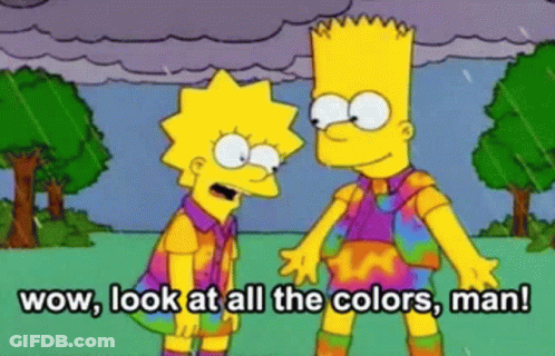 Bart And Lisa Simpson Standing In Rain With Wow Look At All The Colors Man GIF