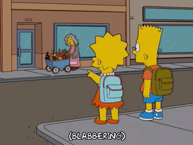 Bart And Lisa Simpsons Noticing Cat Lady GIF