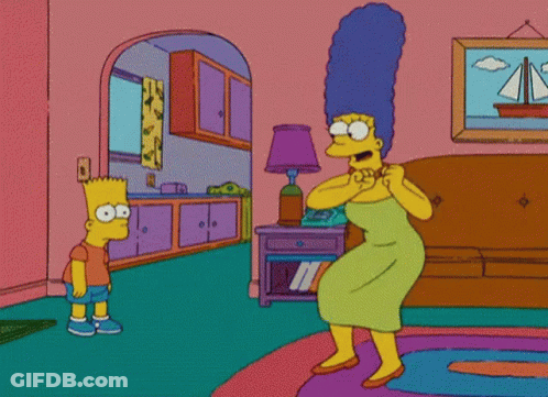 Bart And Marge Simpson Standing In Living Room GIF