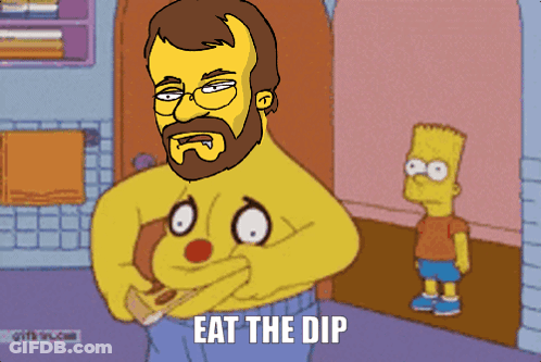 Bart Simpson And Bearded Man Saying Eat The Dip GIF