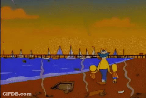 Bart Simpson And His Family Are Walking On The Beach GIF