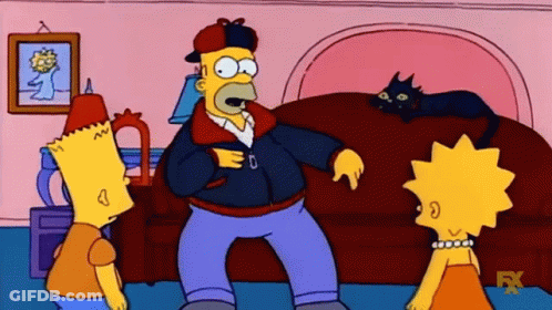 Bart Simpson And Lisa Simpson Are Standing Next To Each Other In A Living Room GIF