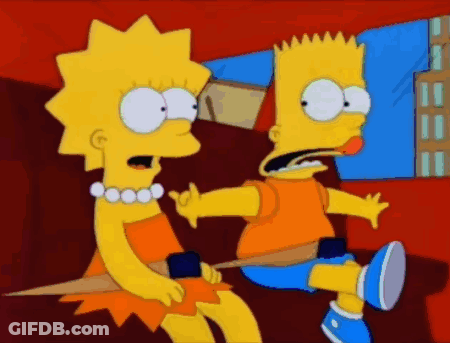 Bart Simpson And Lisa Simpson In Car With Seat Belts GIF
