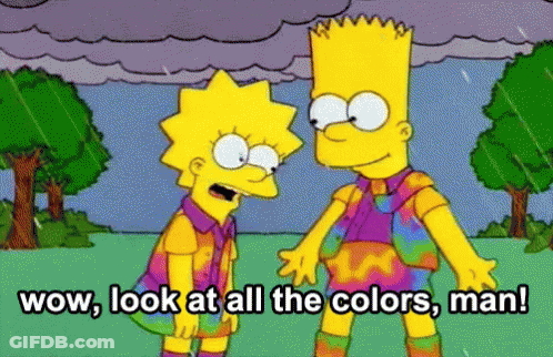 Bart Simpson And Lisa Simpson With Wow Look At All The Colors Man GIF