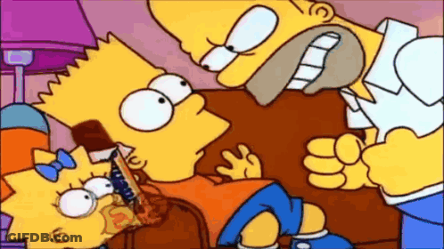 Bart Simpson And Maggie Simpson Eating Pizza On Couch GIF