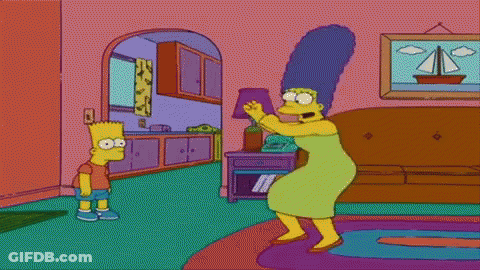 Bart Simpson And Marjorie Simpson Standing In Living Room GIF