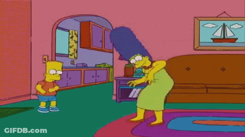 Bart Simpson And Marjorie Simpson Standing In Living Room GIF