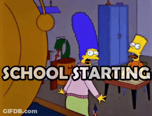 Bart Simpson And Marvin Simpson Sitting At Desk School Starting GIF