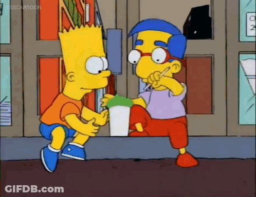 Bart Simpson And Milhouse Simpson Standing Together GIF