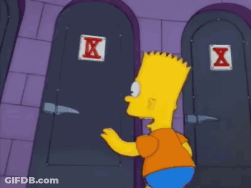 Bart Simpson At Door With X Sign GIF