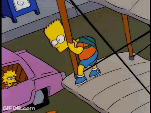 Bart Simpson Climbing Pole Lisa Watches GIF