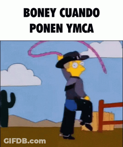 Bart Simpson Cowboy Outfit Boney Cuando Ponen YMCA GIF