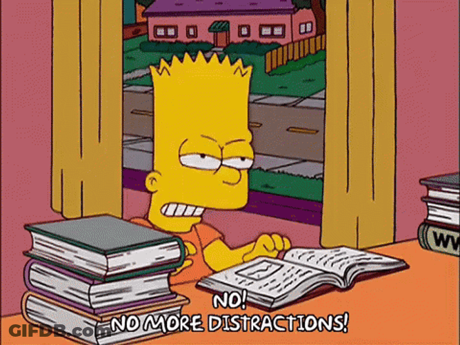 Bart Simpson Distracted While Studying GIF