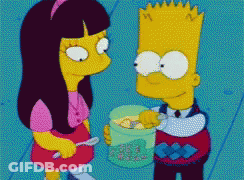 Bart Simpson Feeding Girl Cereal From Jar GIF