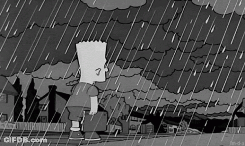 Bart Simpson Feeling Sadness In Rain GIF