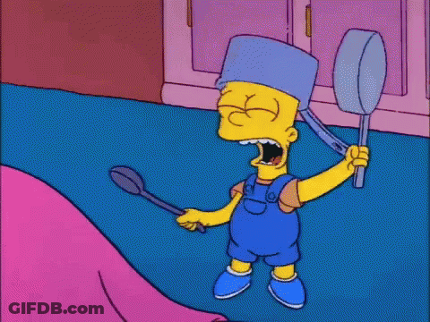 Bart Simpson From The Simpsons Is Holding A Frying Pan And Spoon . GIF