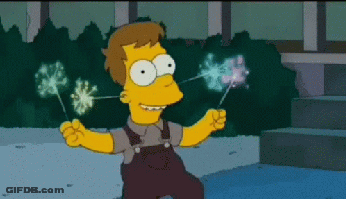 Bart Simpson From The Simpsons Is Holding Two Sparklers GIF