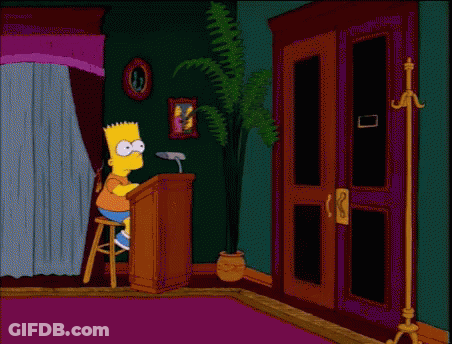 Bart Simpson Giving Speech At Podium With Homer Behind GIF