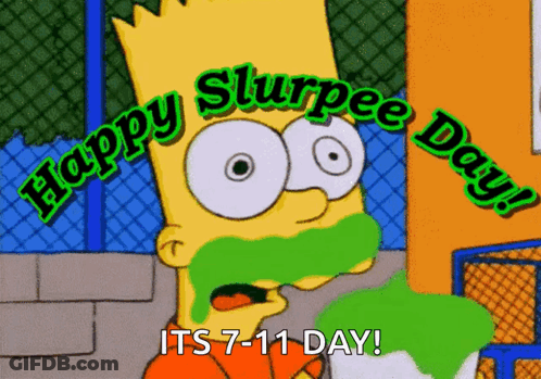 Bart Simpson Green Slime Happy Slurpee Day GIF
