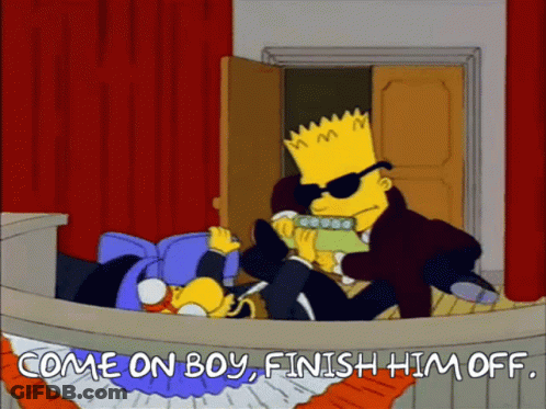 Bart Simpson Holding Book Saying Come On Boy Finish Him Off GIF
