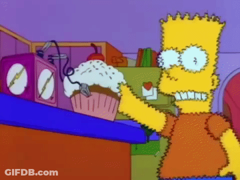 Bart Simpson Holding Cupcake With Cherry On Top GIF
