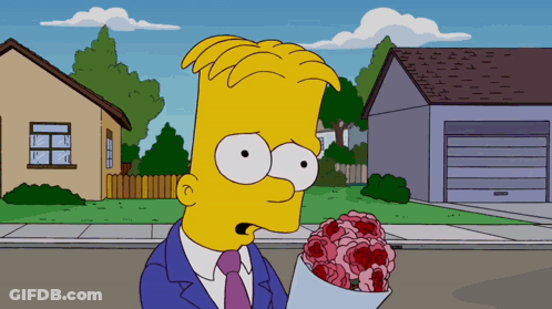 Bart Simpson Holding Pink Roses By Garage GIF