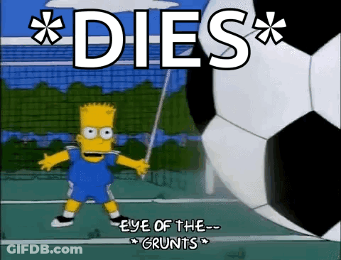 Bart Simpson Holding Soccer Ball Saying Dies GIF