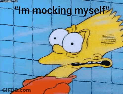 Bart Simpson I'm Mocking Myself Blue Tile Wall GIF