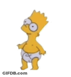Bart Simpson In A Diaper Is Surrounded By Green And Yellow Leaves GIF