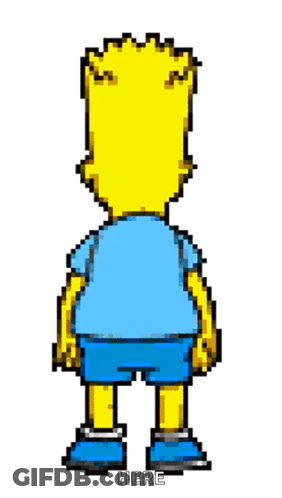Bart Simpson In Blue Shirt And Shorts Saying Here GIF