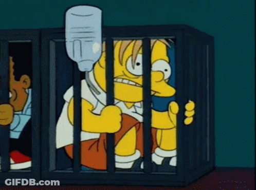 Bart Simpson In Cage Holding Bottle With Needle GIF