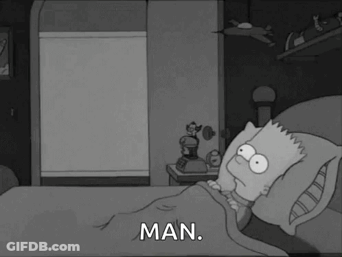Bart Simpson Is Laying In Bed With A Pillow And A Blanket . GIF