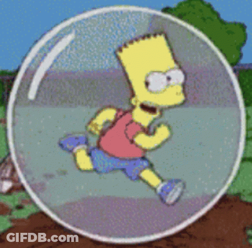 Bart Simpson Is Running Through A Bubble Of Soap GIF