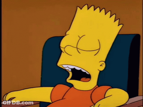 Bart Simpson Is Sitting In A Chair With His Mouth Open And His Eyes Closed GIF