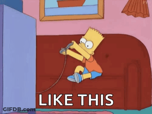 Bart Simpson Is Sitting On A Couch Playing A Video Game With The Words `` Like This '' . GIF
