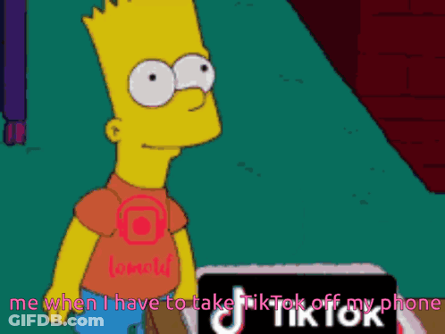 Bart Simpson Is Standing In Front Of A Tiktok Sign GIF