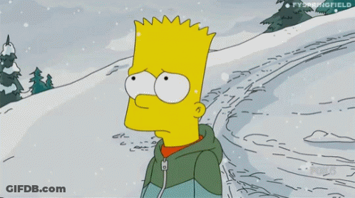 Bart Simpson Is Standing In The Snow Looking Sad GIF
