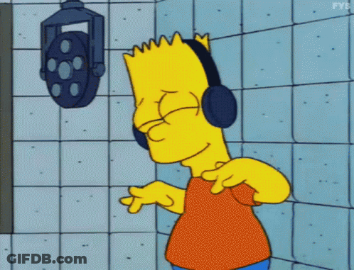 Bart Simpson Is Wearing Headphones In Front Of A Microphone GIF