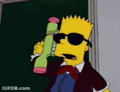Bart Simpson Is Wearing Sunglasses And Holding A Green Object GIF