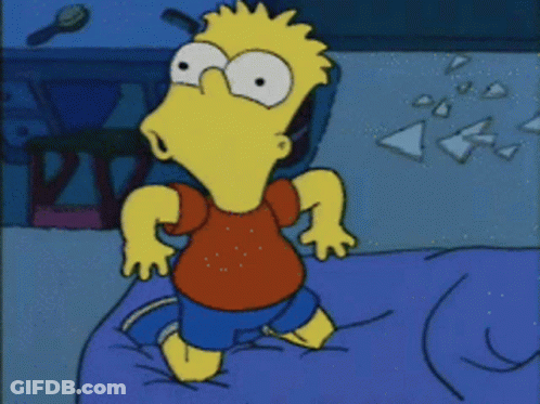 Bart Simpson Jumping On Bed With Brush GIF